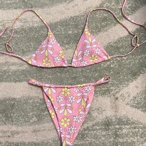 Retro Pink Bikini Set bright pink and pastel bikini